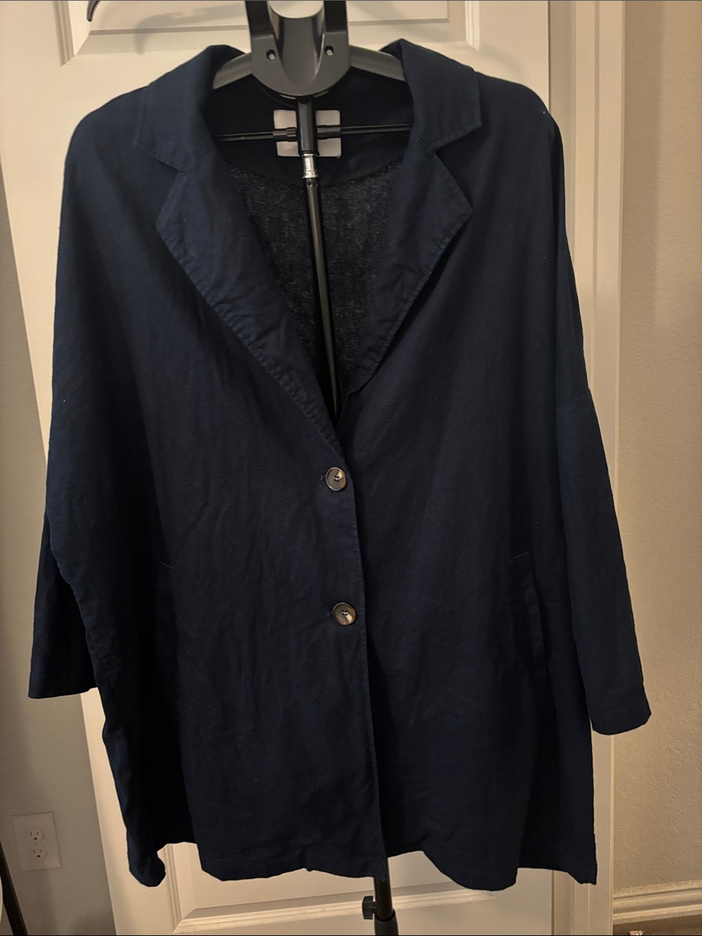 Couchel Navy unstructured oversized car coat jacket SZ 2X duster silhouette